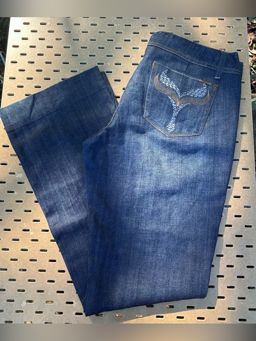 Zana Di Vintage Y2K Dark Wash Flare Jeans - Embroidered Pockets - Size 11
